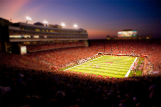 Stadium filled people football game - tilt shift free wallpaper