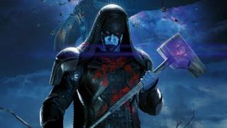 Man armor axula sky background - full free wallpaper