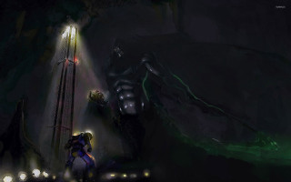 Man standing cave flashlight hand - his other hand free wallpaper