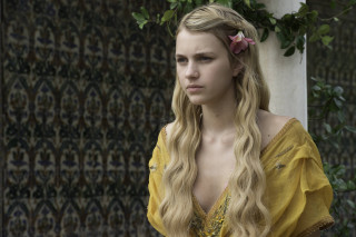 Blonde woman yellow dress flower - a wall free wallpaper for desktop