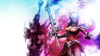 Woman costume sword blue purple - a background free wallpaper