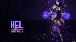 Futuristic woman sword purple background 2 - a futuristic outfit free wallpaper