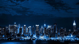 City skyline night lights boat 5 - city free wallpaper