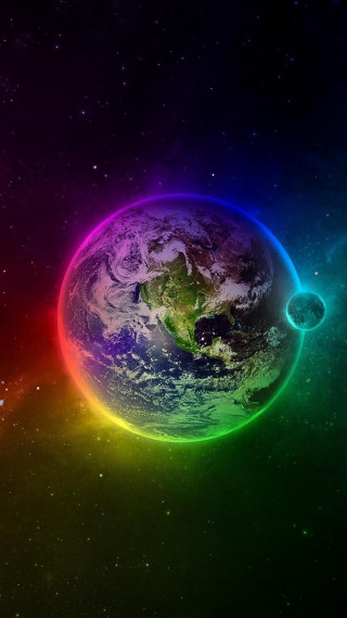 Colorful earth space stars rainbow 9 - space art free wallpaper