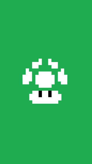 Green pixellated mushroom face eyes - a black nose free wallpaper