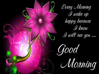 Pink flower green stem black 4 - good morning free wallpaper