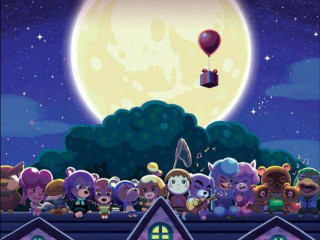 Cartoon characters roof full moon - a group of cartoon characters free wallpaper