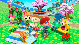 Animal crossing characters picnic field - bascove free wallpaper for desktop