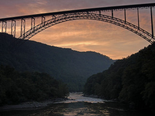 Bridge river boat sunset dawn - a bridge over a river free wallpaper