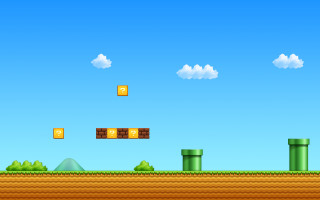 Platform pixelart blue sky mountain - a game free wallpaper