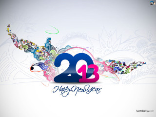 Colorful happy newyear bird flowers - happy free wallpaper