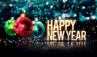 Happy new year ornaments snow - string free wallpaper