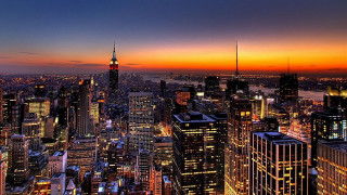 City skyline night orange sky - orange sky free wallpaper