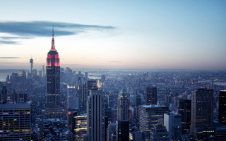 City skyline clock tower dusk 4 - dusk free wallpaper