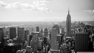 Black white city skyline river 4 - ashcan school free wallpaper