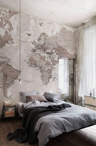 Bedroom map gray comforter european - neutral free wallpaper