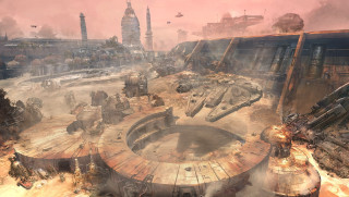 Futuristic city smoke steam buildings - pipe free wallpaper