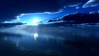 Water sky sun clouds beach - a bright sun in the background free wallpaper
