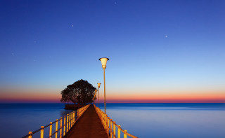 Long pier lamp post tree 2 - bernd fasching free wallpaper