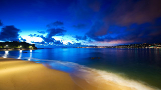 Beach water night sky clouds 2 - beautiful scenery free wallpaper for desktop