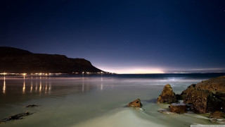Beach rocks night sky water 2 - the water free wallpaper