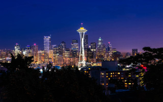 City skyline night tower lights 4 - a tall tower free wallpaper