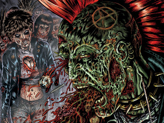 Zombie man knife woman knife - underground comix free wallpaper