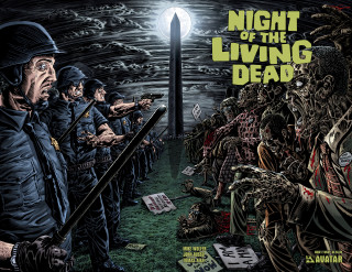 Zombies man gun standing line - a group of zombies free wallpaper