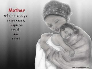 Woman child drawing quote holding - free love wallpaper