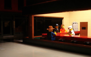 Lego restaurant scene people hat - edward hopper free wallpaper