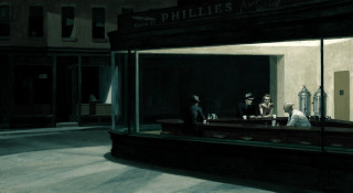 Couple bar dark room woman - edward hopper free wallpaper