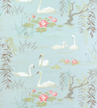 Swans water lilies pond reeds - a wallpaper free wallpaper