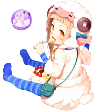 Girl eating cake sitting floor - her leg free wallpaper