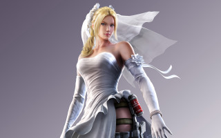 Woman white dress gloves gun - classical realism free wallpaper