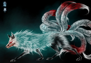 White red wolf black background - creature free wallpaper