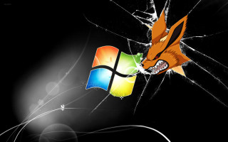Cracked window fox black background - a white swirl free wallpaper