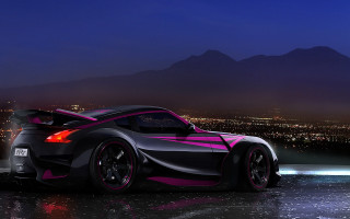 Car pink stripe city night - a pink stripe free wallpaper