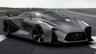 Futuristic car driving road sky - a white line free wallpaper