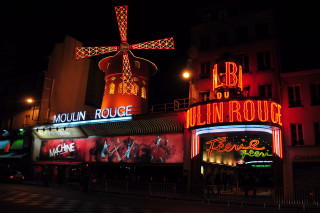 Windmill building neon lights checkered - brassaï free wallpaper