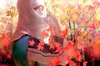 Woman white headscarf white robe - a white robe free wallpaper