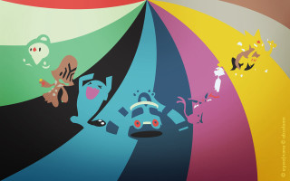 Colorful man cat dog head - a cat and a dog free wallpaper