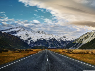 Long road mountain range cloudy - a long road free wallpaper