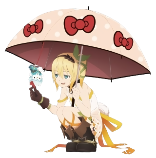 Woman umbrella cat mouse hand - a cat free wallpaper