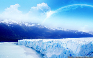 Glacier blue circle mountains sky - huge free wallpaper
