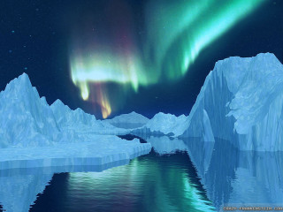 Aurora northern lights icebergs arctic - a matte painting free wallpaper
