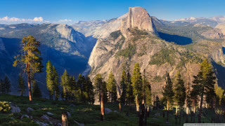 Mountain range trees blue sky 8 - tree and mountains free wallpaper