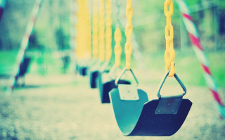 Swings park trees blue sky - a park free wallpaper