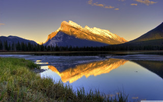 Mountain range reflection lake sunset 10 - sunset free wallpaper