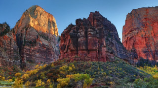 Mountain trees rocks sky background - side and a sky background free wallpaper