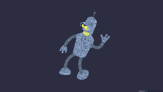 Robot yellow face black background - in the air free wallpaper